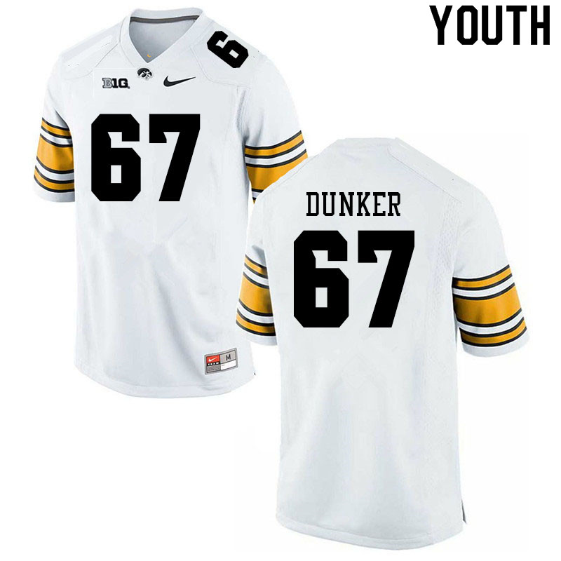Youth #67 Gennings Dunker Iowa Hawkeyes College Football Jerseys Sale-White - Click Image to Close